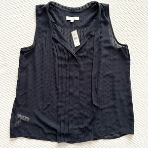 Ann Taylor Loft Sleeveless Navy Top, Sheer, NWT